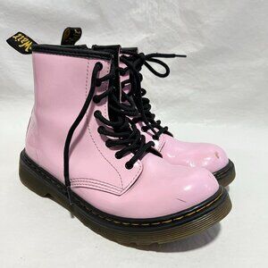 Dr Martens 1460 J Boots pastel pink patent leather youth size 5 combat zip up